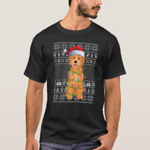 Ugly Xmas Sweater Style Santa Goldendoodle Dog Chr T-Shirt