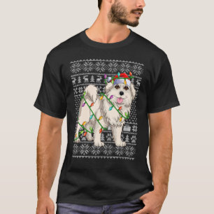 Ugly Xmas Sweater Style Santa Great Pyrenäen Hund T-Shirt