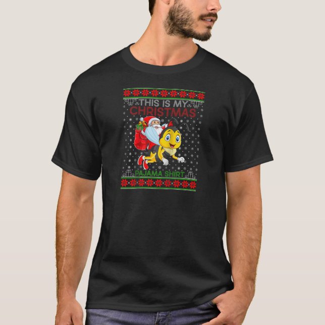 Ugly Xmas Sweater Style Santa Riding Wasp Christma T-Shirt (Vorderseite)