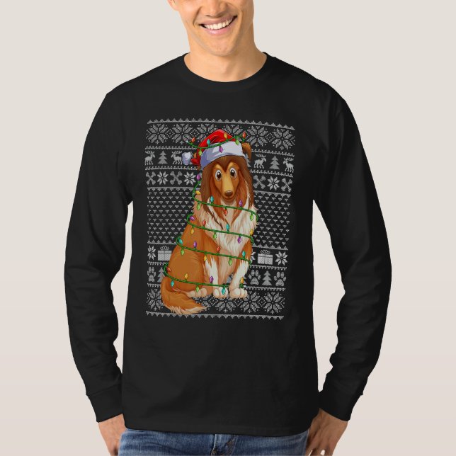 Ugly Xmas Sweater Style Santa Shetland Sheepdog Ch T-Shirt (Vorderseite)