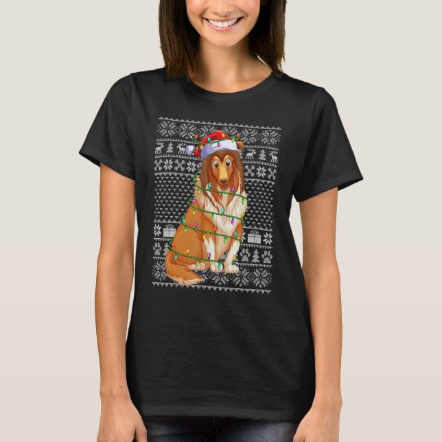 Ugly Xmas Sweater Style Santa Shetland Sheepdog Ch T-Shirt (Vorderseite)
