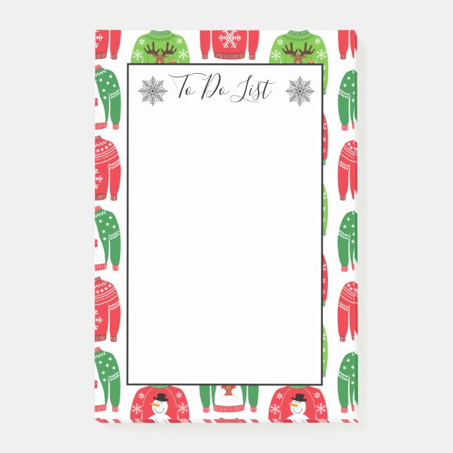 Ugly Xmas Sweaters Polar Bären Snowman zu tun List Post-it Klebezettel (Vorderseite)