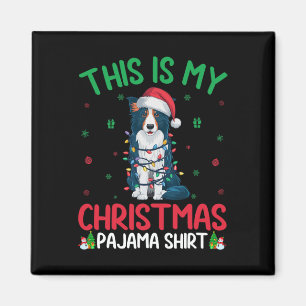 Ugly Xmas Tree Lights Santa Border Collie Dog Chri Magnet