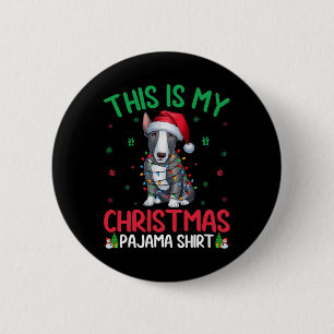 Ugly Xmas Tree Lights Santa Bull Terrier Dog Chris Button