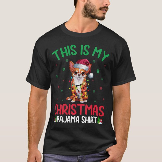 Ugly Xmas Tree Lights Santa Chow Chow Dog Christma T-Shirt (Vorderseite)