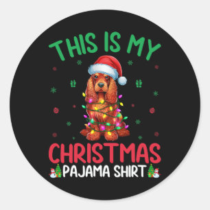 Ugly Xmas Tree Lights Santa Er Spaniel Dog Christm Runder Aufkleber