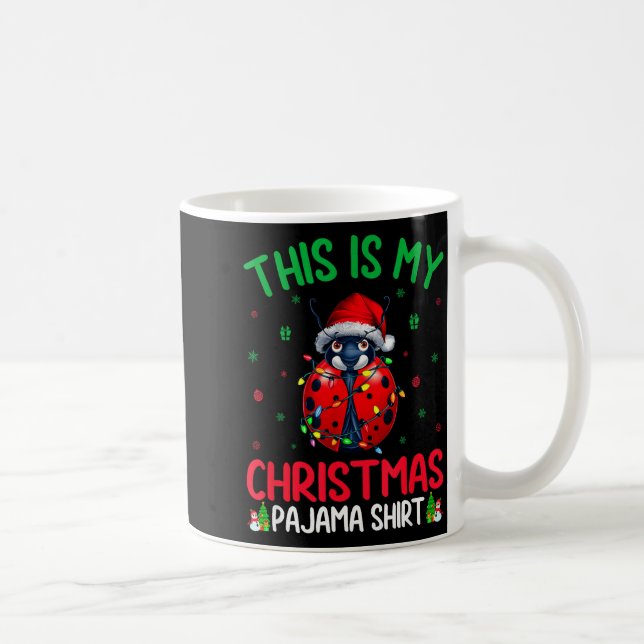 Ugly Xmas Tree Lights Santa Ladybug Christmas Paja Kaffeetasse (Rechts)
