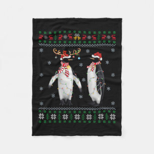 Ugly Xmas Tree Lights Weihnachtsmannmütze Pinguin  Fleecedecke