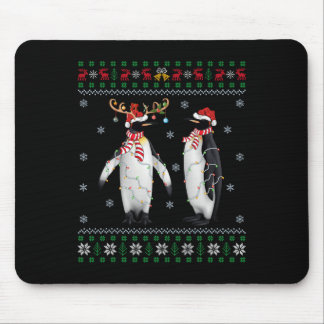 Ugly Xmas Tree Lights Weihnachtsmannmütze Pinguin Mousepad