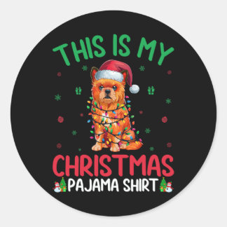 Ugly Xmas Tree Santa Brussels Griffon Dog Christma Runder Aufkleber
