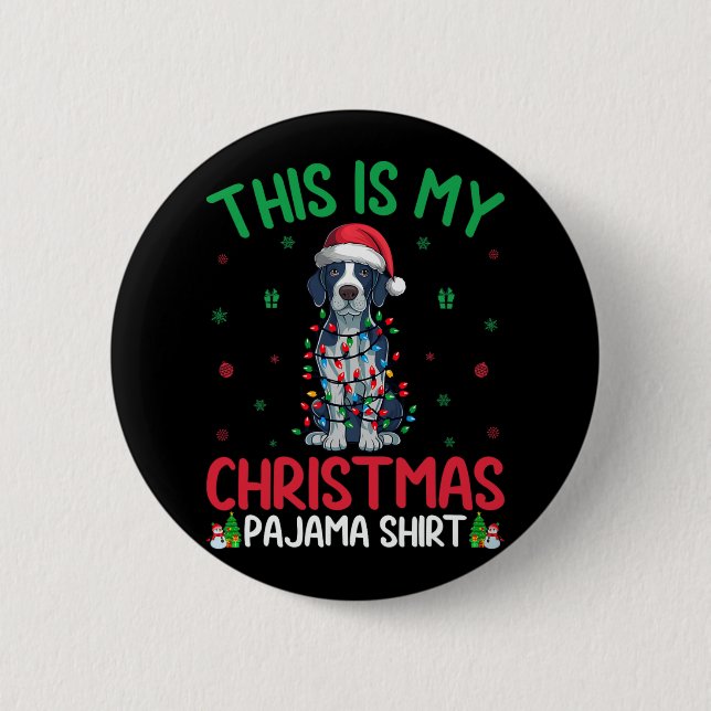 Ugly Xmas Tree Santa English Pointer Dog Weihnacht Button (Vorderseite)
