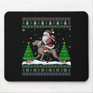 Ugly Xmas Tree Santa Riding Weimaraner Hund Christ Mousepad