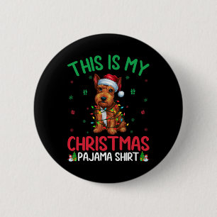 Ugly Xmas Tree Santa Scottish Terrier Dog Christma Button