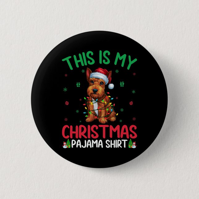 Ugly Xmas Tree Santa Scottish Terrier Dog Christma Button (Vorderseite)