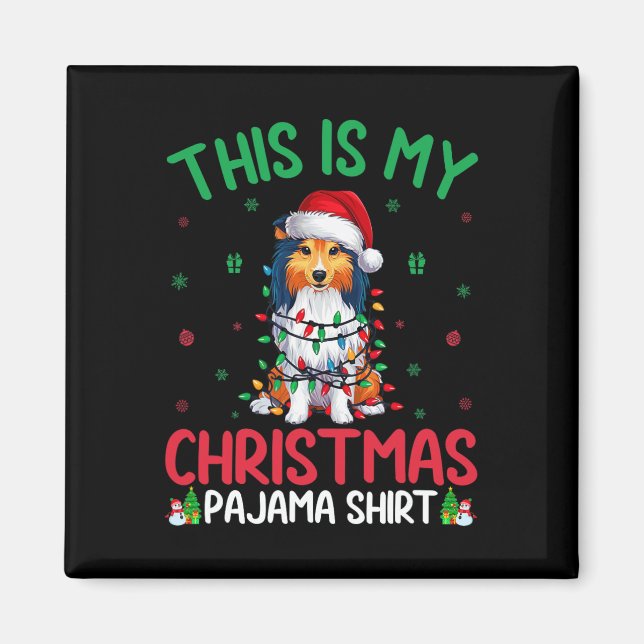 Ugly Xmas Tree Santa Shetland Sheepdog Hund Christ Magnet (Vorne)