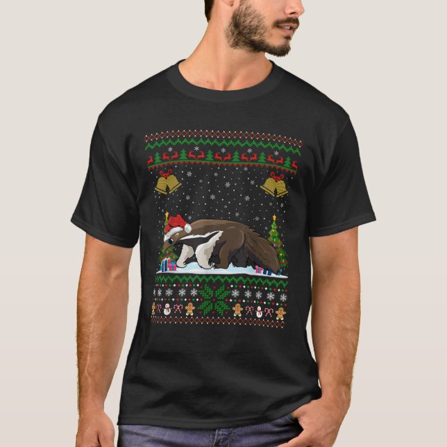 Ugly Xmas Tremlicht Weihnachtsmannmütze Anteater W T-Shirt (Vorderseite)