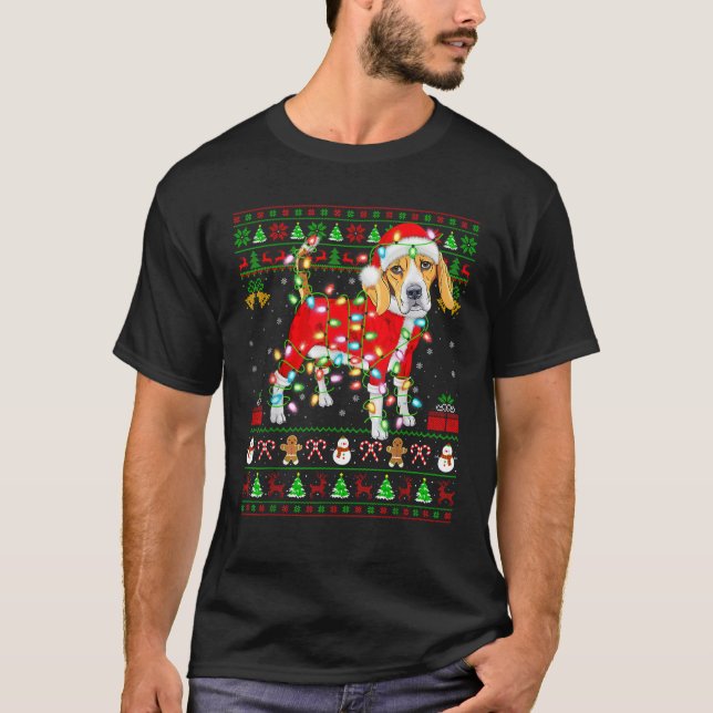 Ugly Xmas Weihnachtskostüm Beagle Weihnachten T-Shirt (Vorderseite)