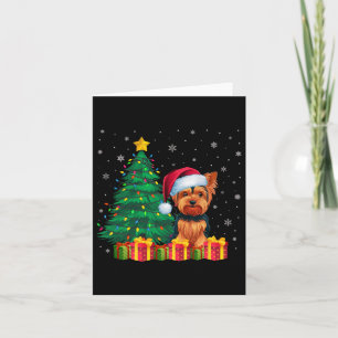 Ugly Yorkshire Terrier Weihnachtsmannmütze Christm Karte