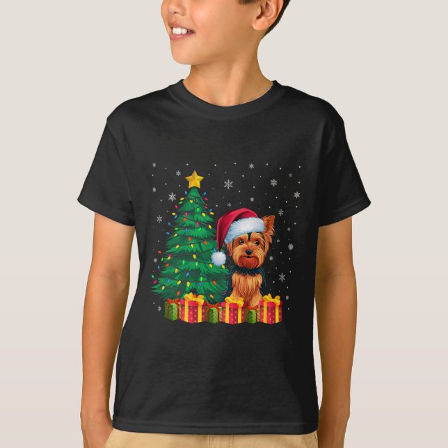 Ugly Yorkshire Terrier Weihnachtsmannmütze Christm T-Shirt (Vorderseite)
