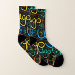 Ugo Socken<br><div class="desc">Ugo. Show and wear this popular beautiful male first name designed as colorful wordcloud made of horizontal and vertical cursive hand lettering typography in different sizes and adorable fresh colors. Wear your positive french name or show the world whom you love or adore. Merch with this soft text artwork is...</div>