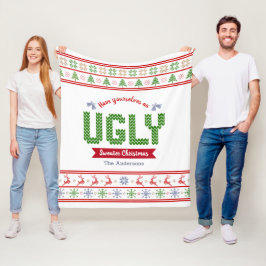 Ugor Christmas Sweater Nordic White Red Green Stri Fleecedecke
