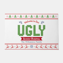 Ugor Christmas Sweater Tacky Nordic Red Green Stri Fußmatte