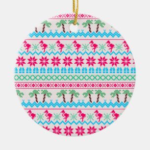 Ugor Christmas Sweater Tropical Flamingo Keramik Ornament