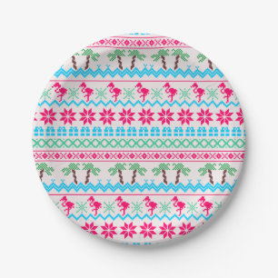 Ugor Christmas Sweater Tropical Flamingo Pappteller