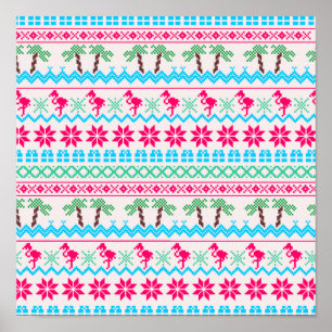Ugor Christmas Sweater Tropical Flamingo Poster