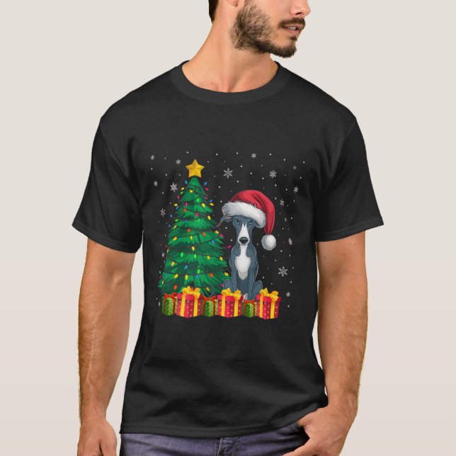Ugulati Greyhound Weihnachtsmannmütze Weihnachtsbe T-Shirt (Vorderseite)