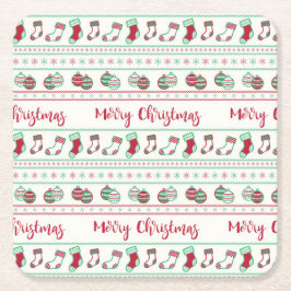 Uguler Weihnachts-Sweater-Pattern Urlaub Rechteckiger Pappuntersetzer