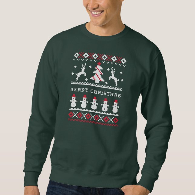 Uguler Weihnachtssüßer Rentier / Schneemann Sweatshirt (Vorderseite)