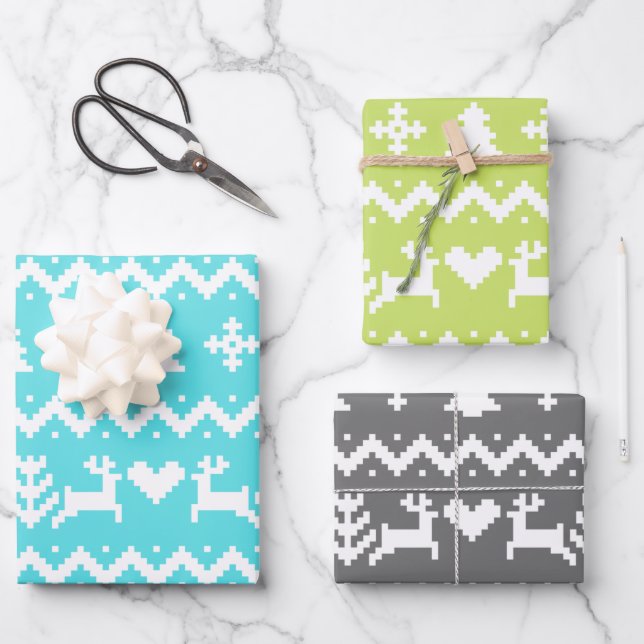 Ugules Weihnachtsmuster Geschenkpapier Set (Vorderseite)