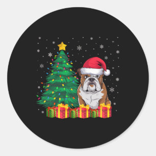 Ugus American Bulldog Weihnachtsmannmütze Christma Runder Aufkleber