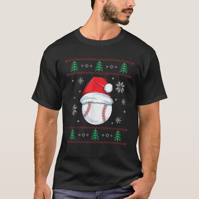 Ugusweihnachtliche Baseball Boys Kinder Ball Santa T-Shirt (Vorderseite)