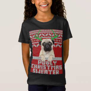 Ugusweihnachtsmuster Niedlicher Mops Pugly Christm T-Shirt