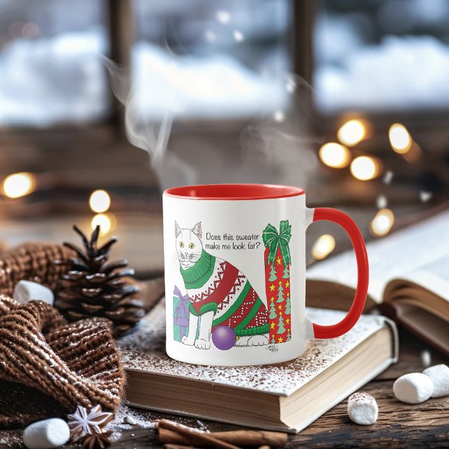 Ugy Christmas Sweater Funny Cat Tasse (Von Creator hochgeladen)