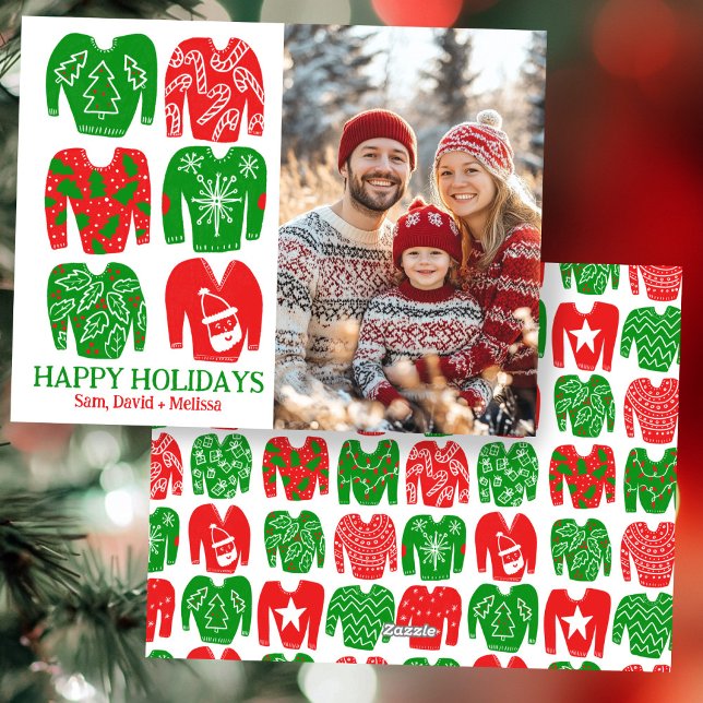 Ugy Christmas Sweaters CUSTOM FOTO Feiertagskarte (Ugly Christmas Sweaters CUSTOM PHOTO Holiday Card
)