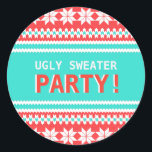 Ugy Sweater Christmas Party Sticker<br><div class="desc">Dieser Aufkleber ist perfekt für Ihr Ugly Sweater / Tacky Sweater Party! Personalisiert mit Ihrem eigenen speziellen Text,  und verwenden Sie ihn für das Party oder Ereignis Ihrer Wahl. In unserem Shop finden Sie auch passende Artikel wie Postage,  Aufkleber,  Poster,  Papierservietten und vieles mehr. www.zazzle.com/specialoccasioncards</div>