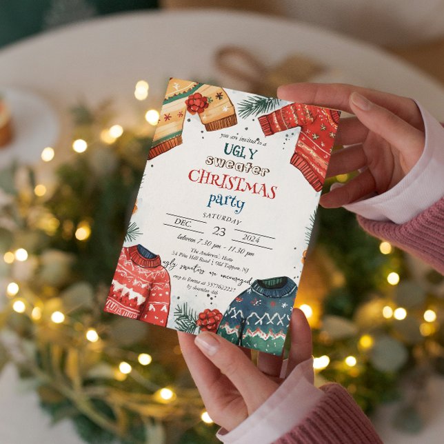 Ugy Sweater Colorful Weihnachts-Party Einladung (Von Creator hochgeladen)