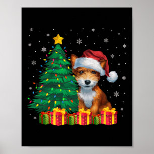 Ugy Toy Fox Terrier Weihnachtsmannmütze Weihnachts Poster