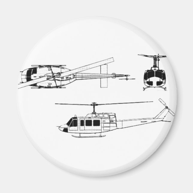 UH1 Huey Blueprint (Iriquois) Magnet (Vorne)