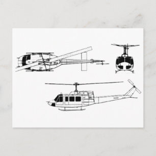 UH1 Huey Blueprint (Iriquois) Postkarte