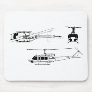 UH1 Huey Plan (Iriquois) Mousepad