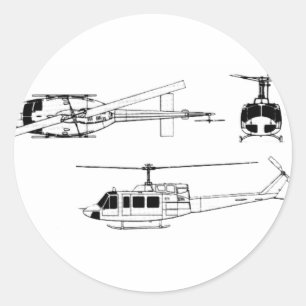 UH1 Huey Plan (Iriquois) Runder Aufkleber