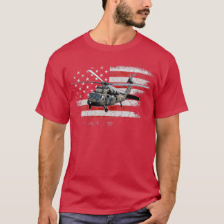 UH60 Black Hawk Helicopter Vintage Flag Veteran T-Shirt