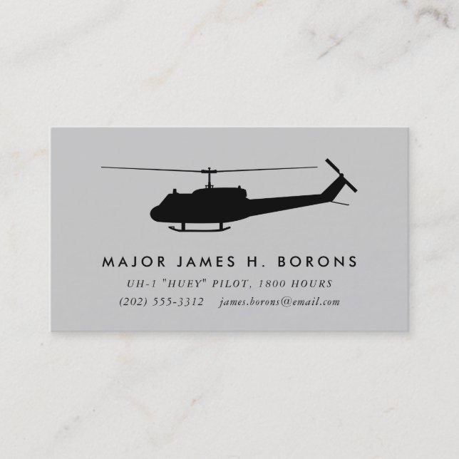 UH-1 Huey Pilot Business Card mit Muster Visitenkarte (Vorderseite)