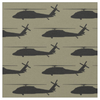 UH-60 BlackHawk Helicopter Black Silhouette Stoff