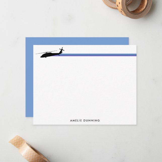 UH-60 BlackHawk Hubschrauber gestreift Mitteilungskarte (Vorderseite/Rückseite Beispiel)