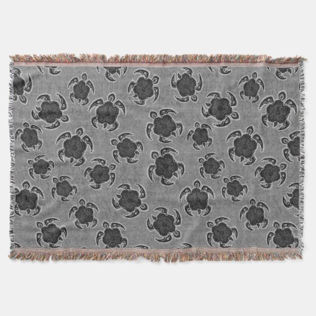 Uhane Honu Hibiskus Batik Hawaiian Turtle Decke (Vorderseite)